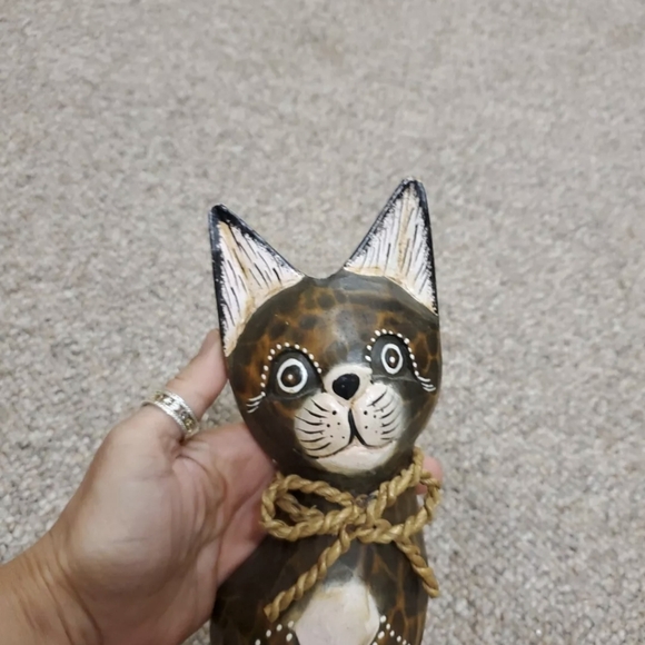 Vintage Cat Wooden Hand Painted Standing Figurine EUC - Picture 6 of 8